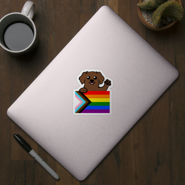 Love is Love Puppy - Brown by LittleGreenHat